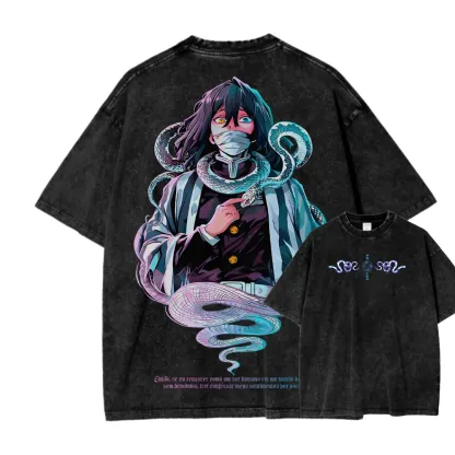 Demon slayer Iguro Obanai Unisex Fit Washed T-Shirt 2504004052