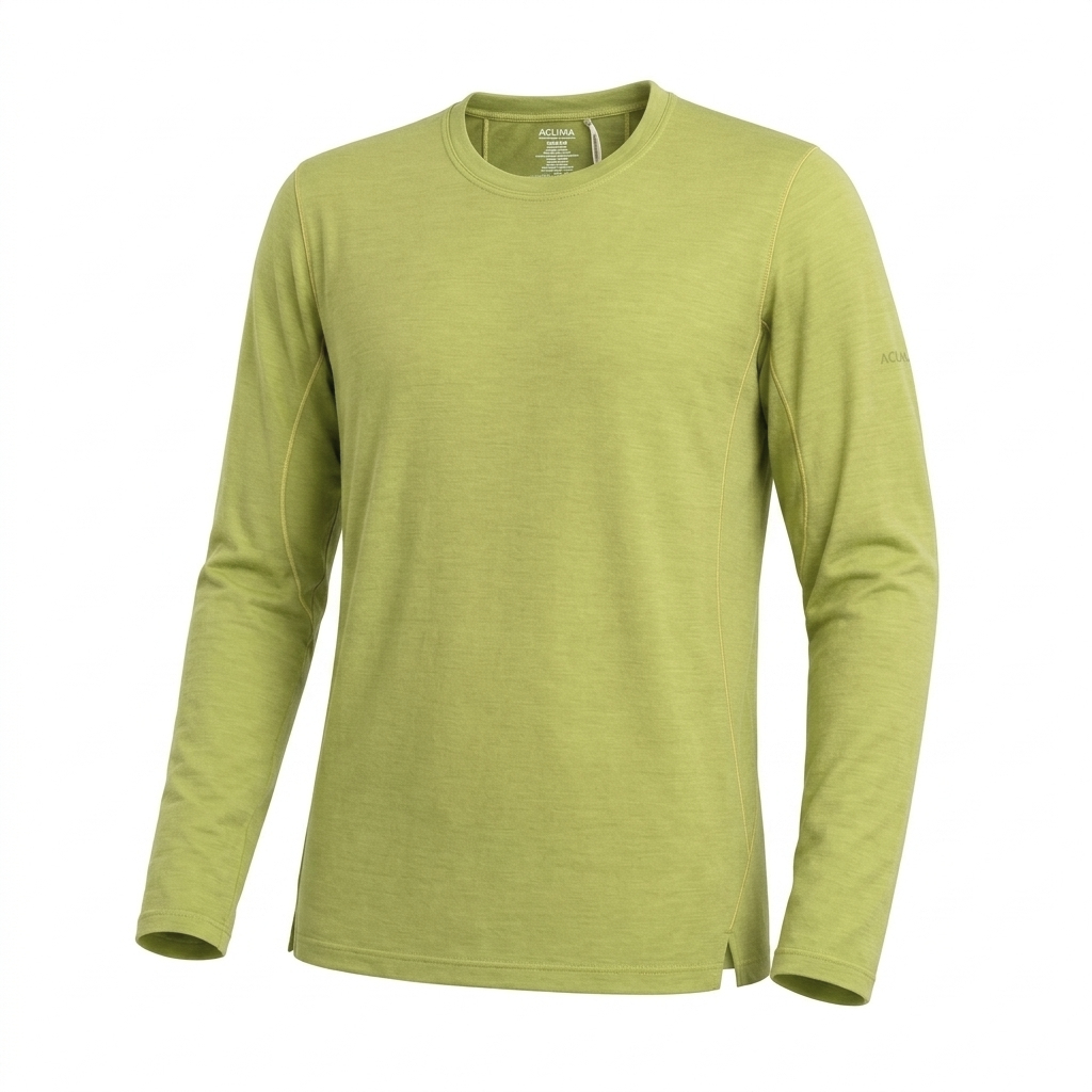 Men's Merino Wool Blend Crew Neck Long Sleeve Top