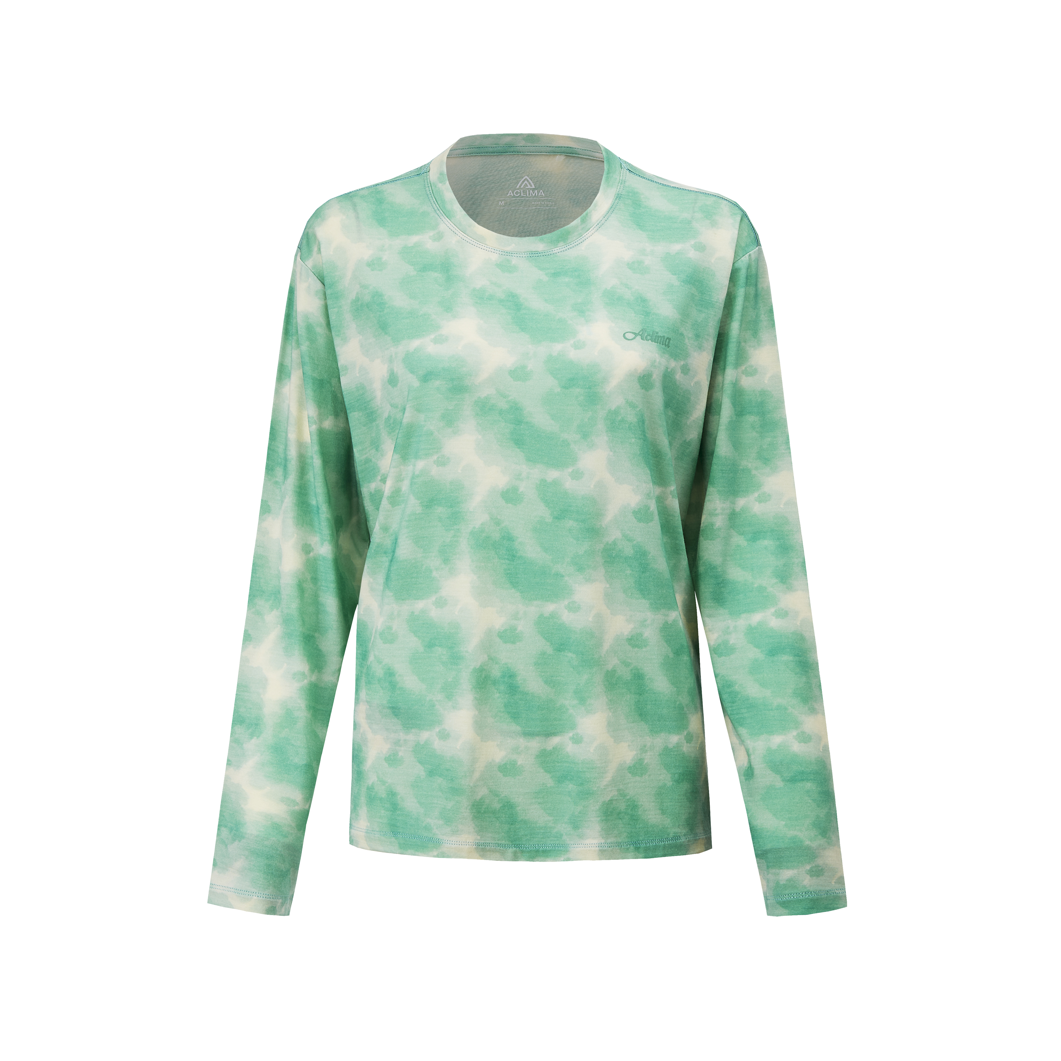 Tencel Merino Wool tie-dye long-sleeve T-shirt, comfortable for hiking and running, quick-drying, antibacterial breathable and super sun-proof.
