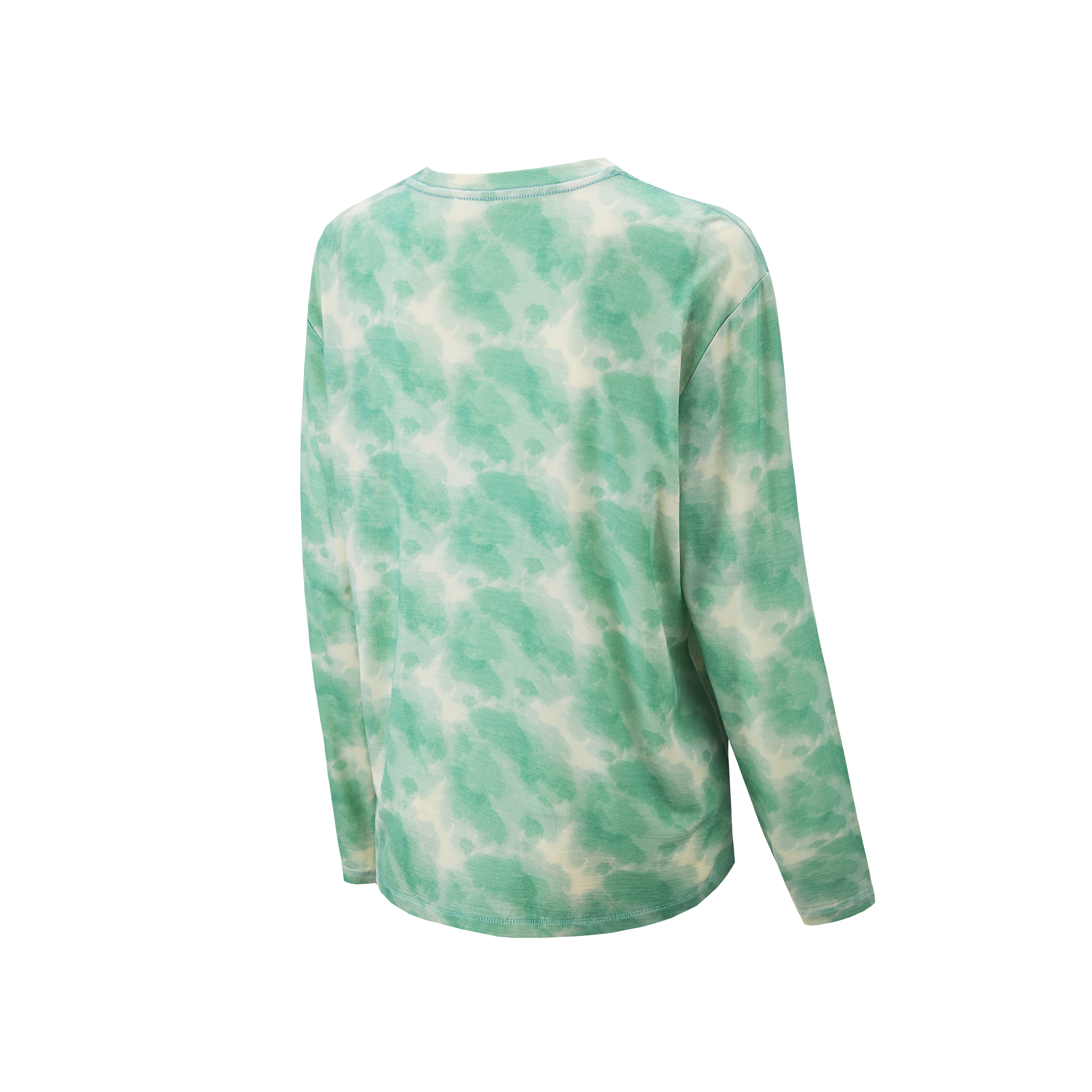 Tencel Merino Wool tie-dye long-sleeve T-shirt, comfortable for hiking and running, quick-drying, antibacterial breathable and super sun-proof.