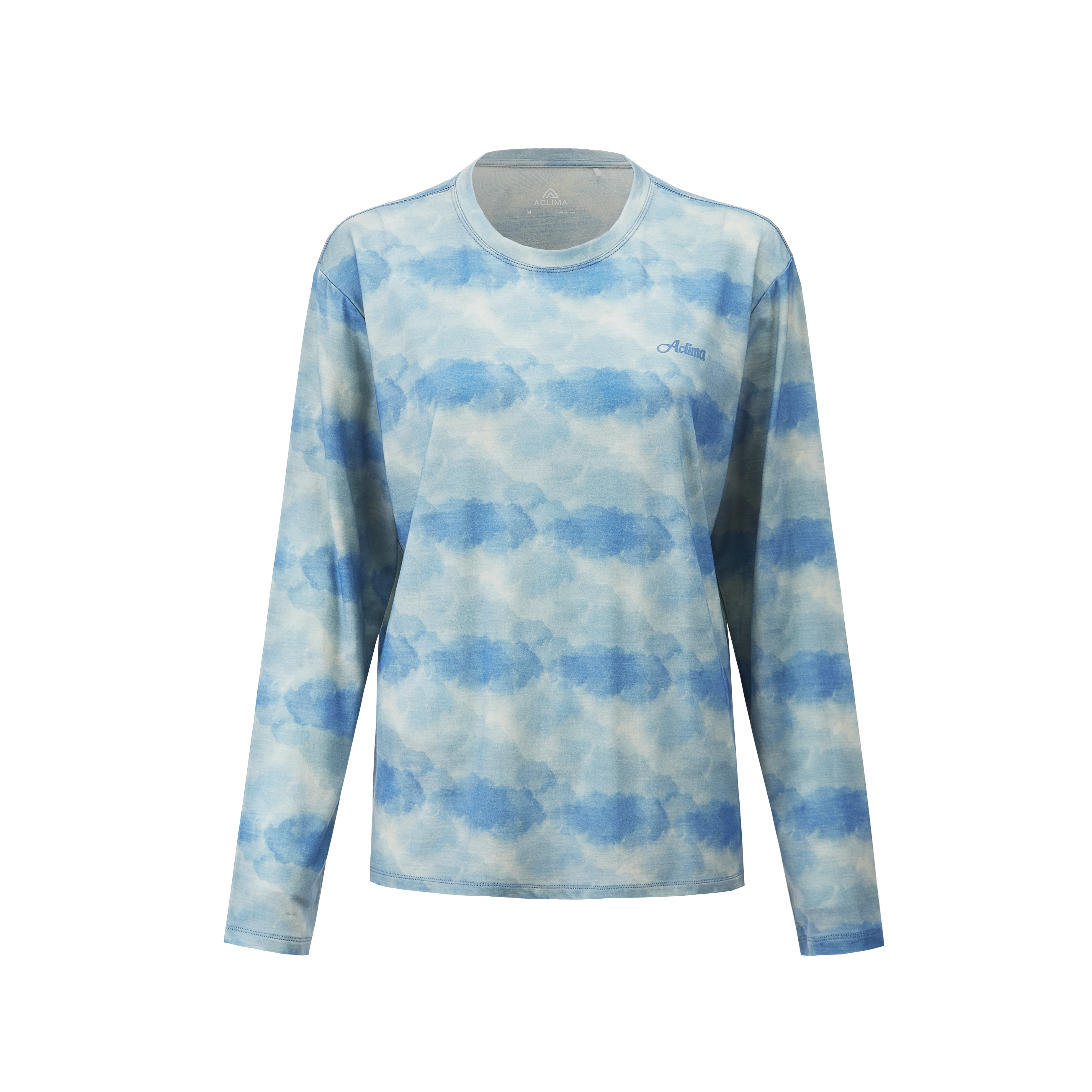 Tencel Merino Wool tie-dye long-sleeve T-shirt, comfortable for hiking and running, quick-drying, antibacterial breathable and super sun-proof.