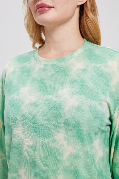 Tencel Merino Wool tie-dye long-sleeve T-shirt, comfortable for hiking and running, quick-drying, antibacterial breathable and super sun-proof.