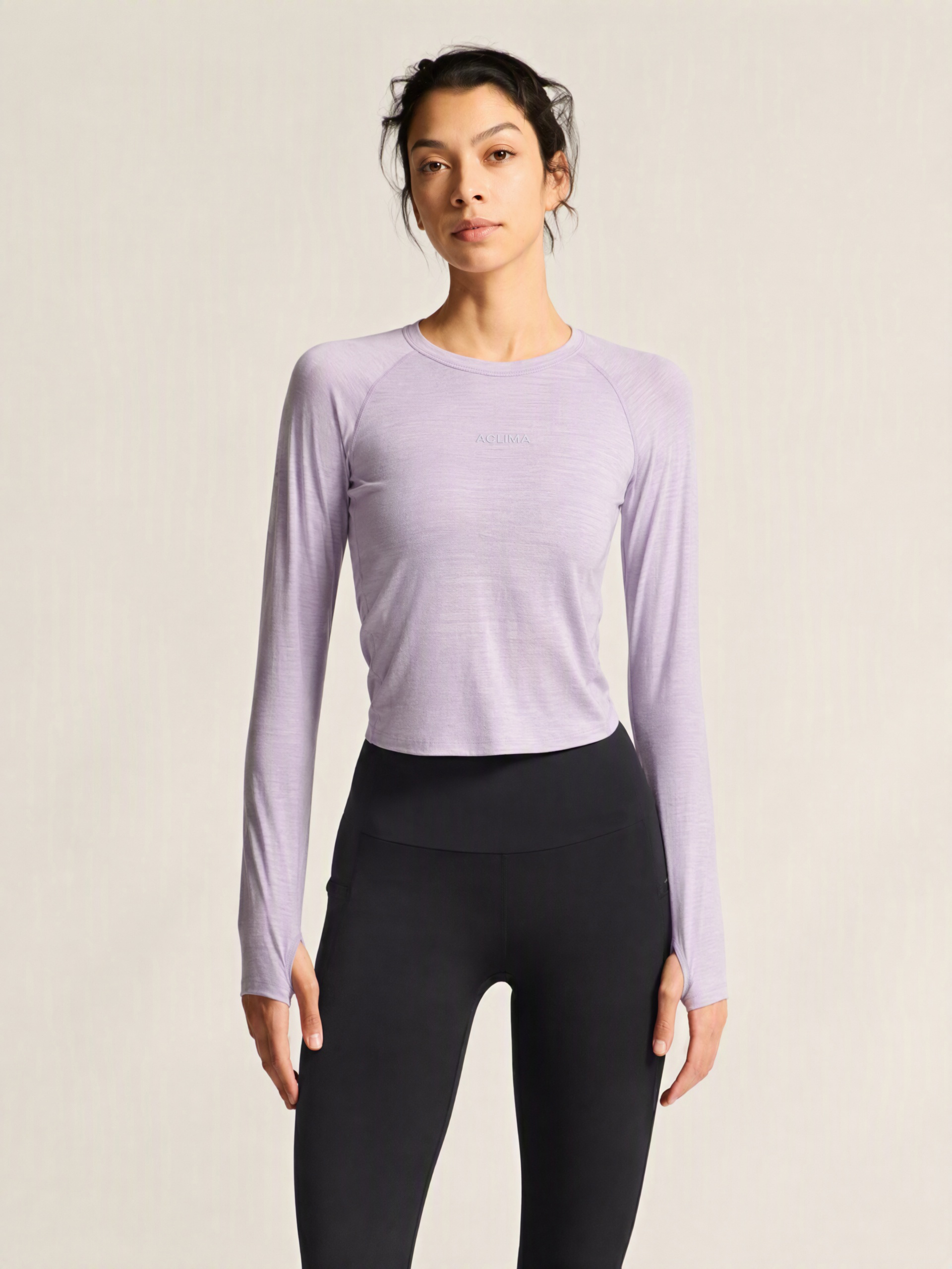 Women's Merino Wool Blend Crew Neck Long Sleeve Top
