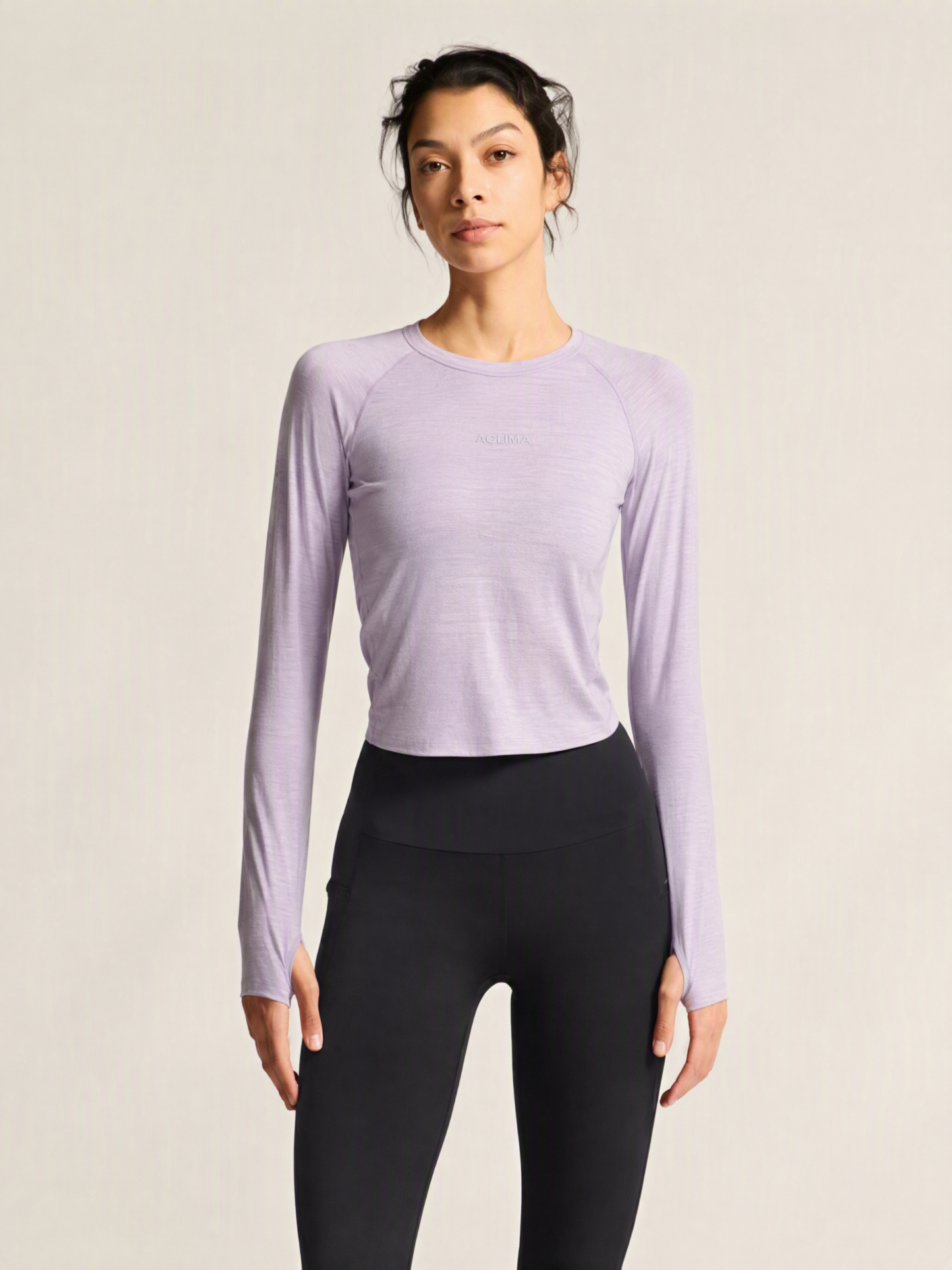 Women's Merino Wool Blend Crew Neck Long Sleeve Top