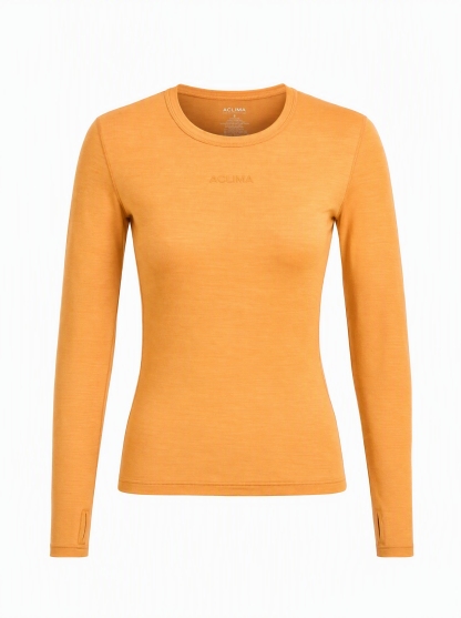 Women's Merino Wool Blend Crew Neck Long Sleeve Top