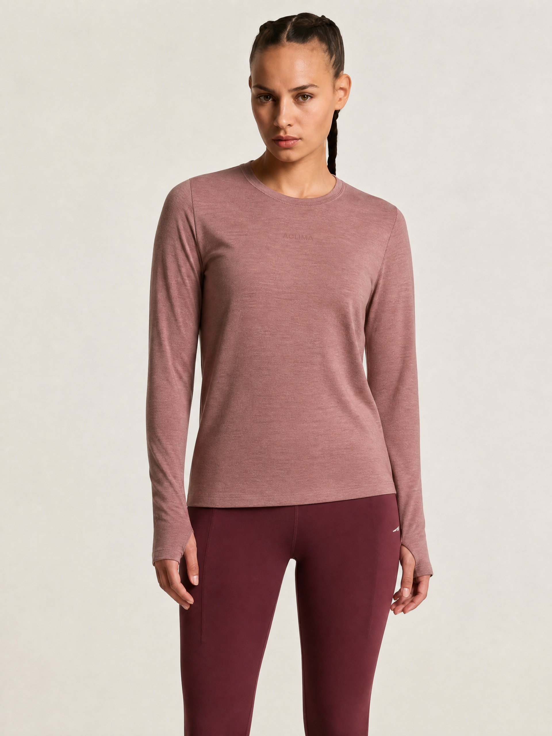 Women's Merino Wool Blend Crew Neck Long Sleeve Top