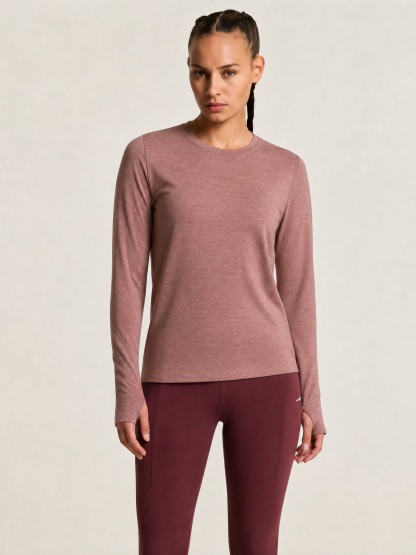 Women's Merino Wool Blend Crew Neck Long Sleeve Top