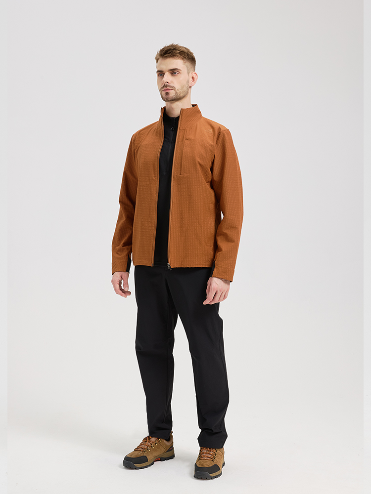 Men's zipper plaid autumn stand-up collar coat;
