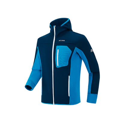 Men's winter sports merino wool fleece lined hooded jacket;