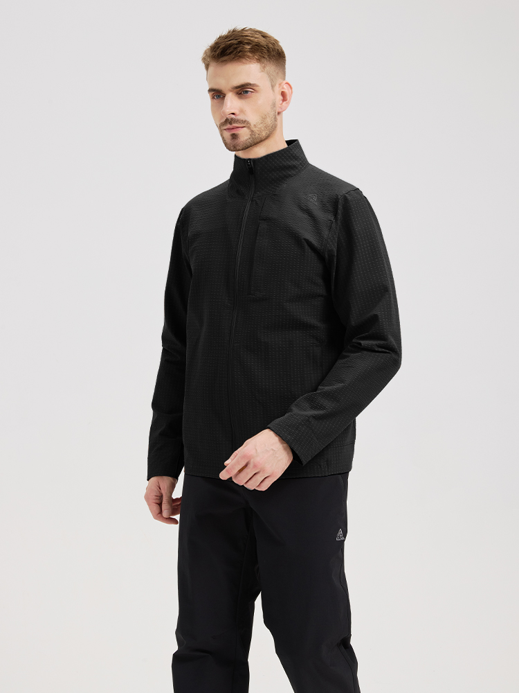 Men's zipper plaid autumn stand-up collar coat;