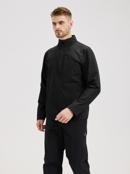 Men's zipper plaid autumn stand-up collar coat;
