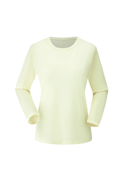 Ladies Merino Wool Sports Tight-Fitting Crew Neck Long Sleeve Top