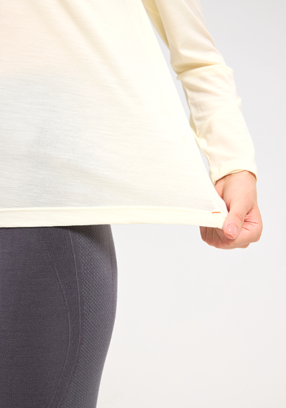 Ladies Merino Wool Sports Tight-Fitting Crew Neck Long Sleeve Top