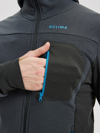 Men's winter sports merino wool fleece lined hooded jacket;