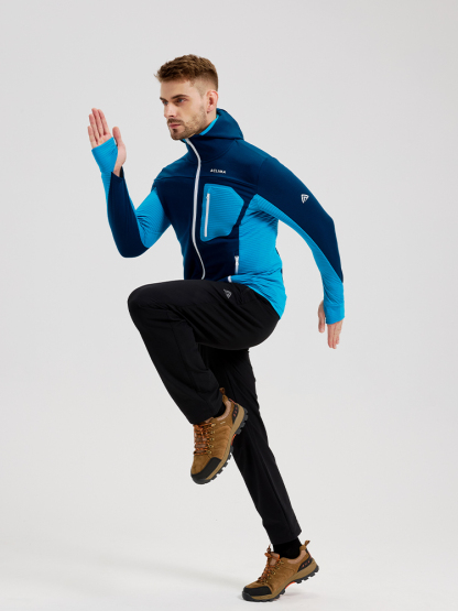 Men's winter sports merino wool fleece lined hooded jacket;