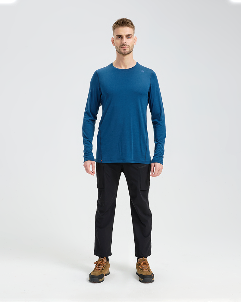   Men's full merino wool patchwork long sleeve;