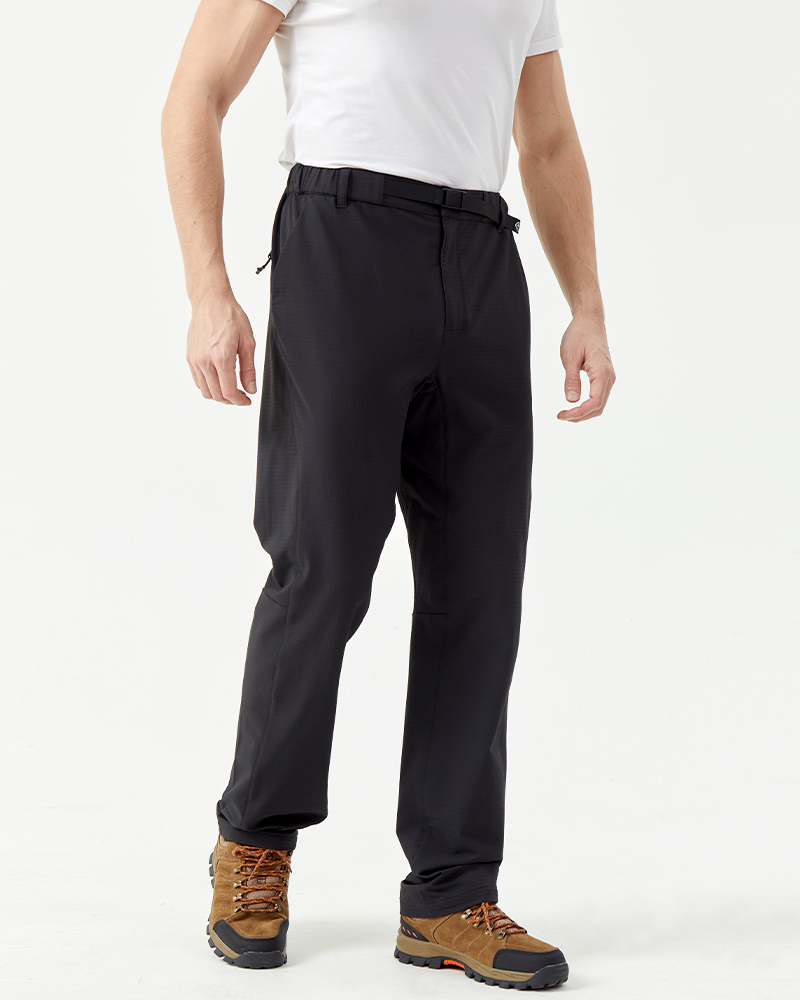 Men's merino wool woven plaid flannel winter straight-leg pants