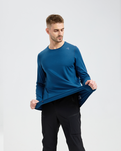   Men's full merino wool patchwork long sleeve;