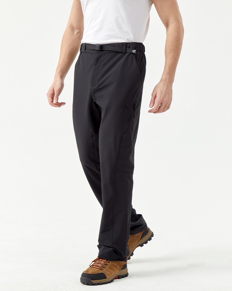 Men's merino wool woven plaid flannel winter straight-leg pants