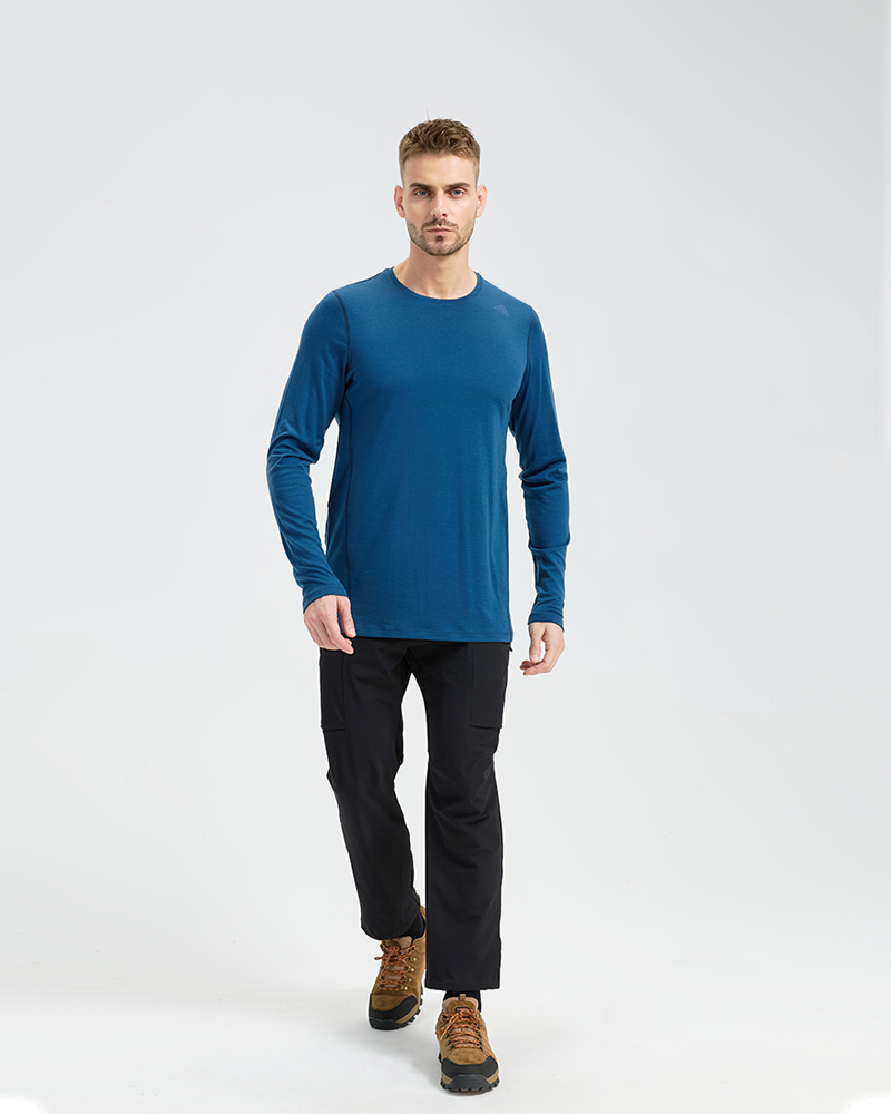   Men's full merino wool patchwork long sleeve;