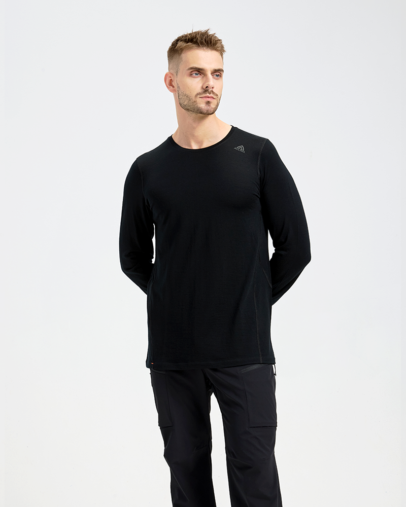   Men's full merino wool patchwork long sleeve;