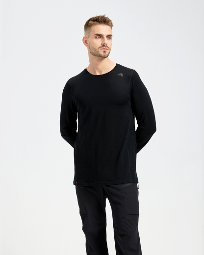   Men's full merino wool patchwork long sleeve;