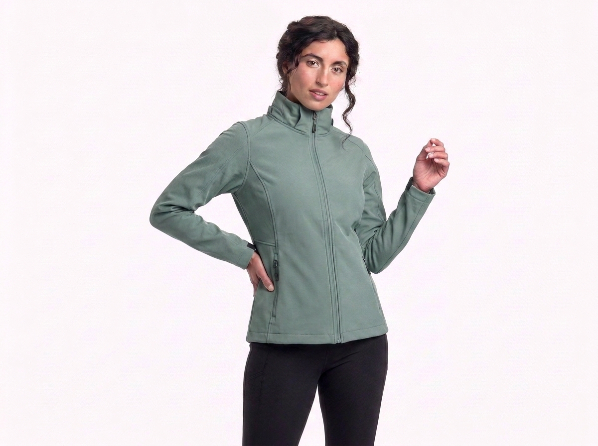 Women's lightweight softshell jacket with detachable hood