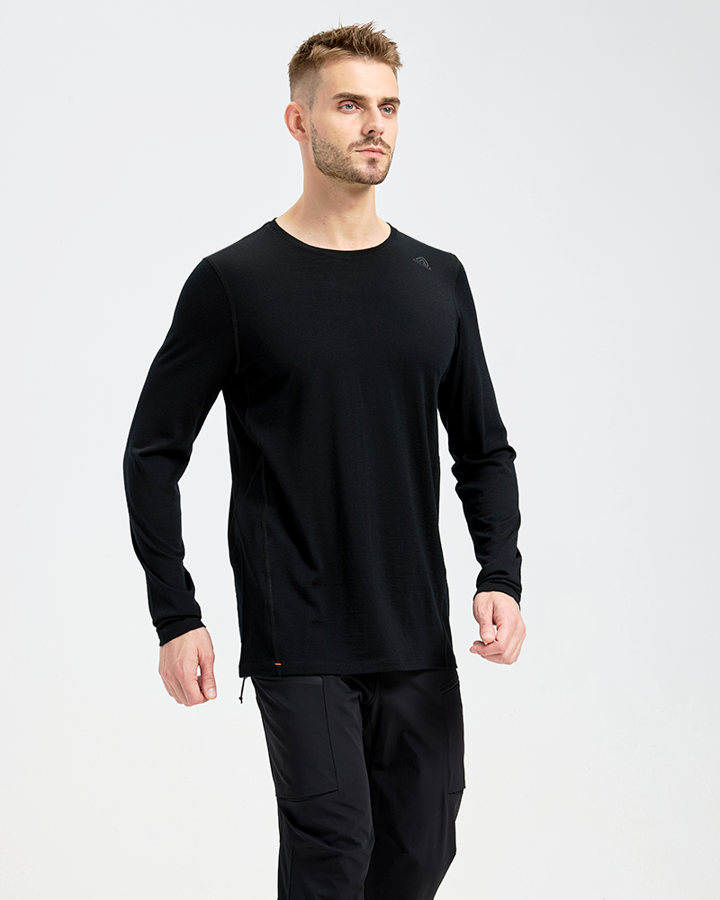   Men's full merino wool patchwork long sleeve;