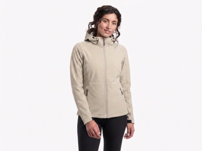Women's lightweight softshell jacket with detachable hood
