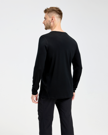   Men's full merino wool patchwork long sleeve;