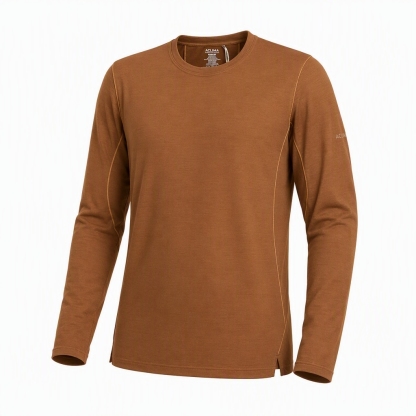 Men's Merino Wool Blend Crew Neck Long Sleeve Top