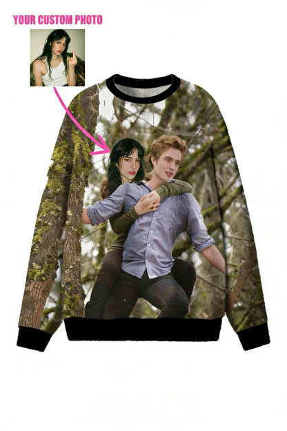 Custom Face Y2K Christmas Knit Sweatshirt