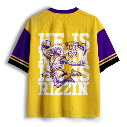 Luke 24 He Is Rizzin Yellow Christian Mesh Jersey