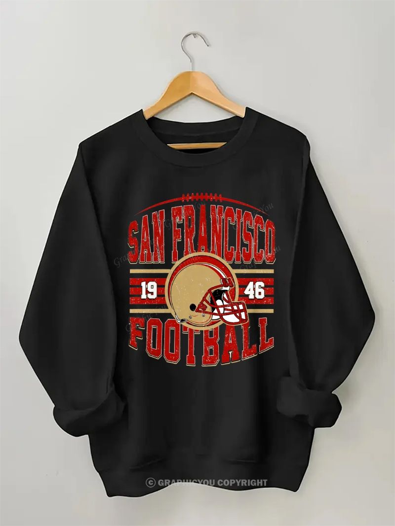 San Francisco Inspired Football Graphic Cotton Sweatshirt