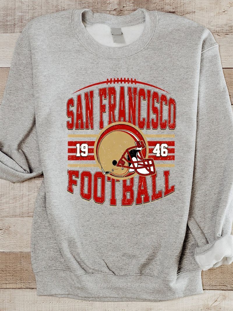 San Francisco Inspired Football Graphic Cotton Sweatshirt