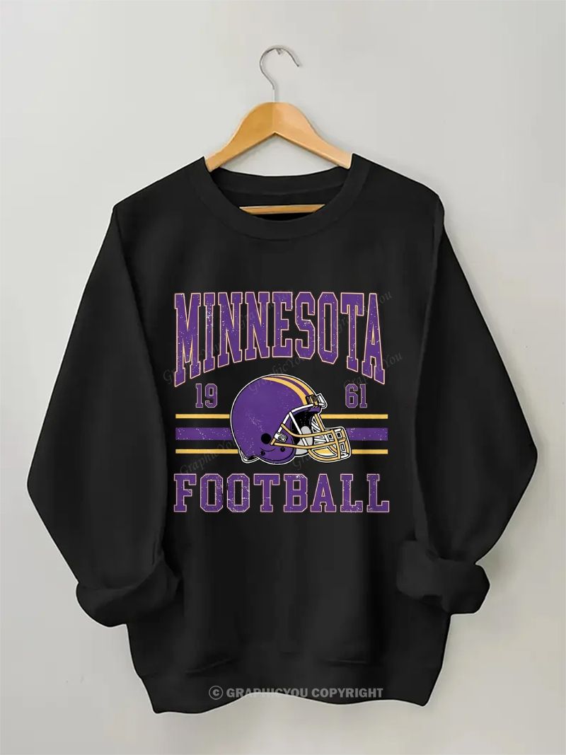 Minnesota Vikings Inspired Football Graphic Cotton Sweatshirt