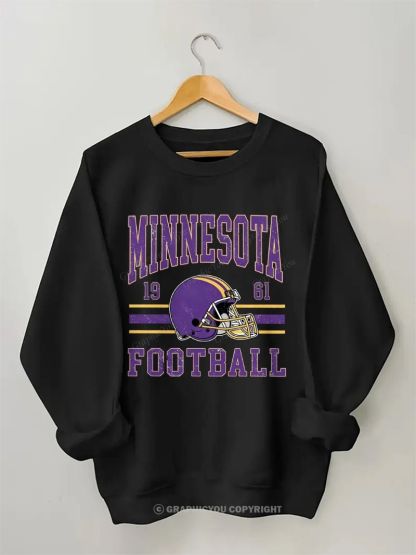 Minnesota Vikings Inspired Football Graphic Cotton Sweatshirt