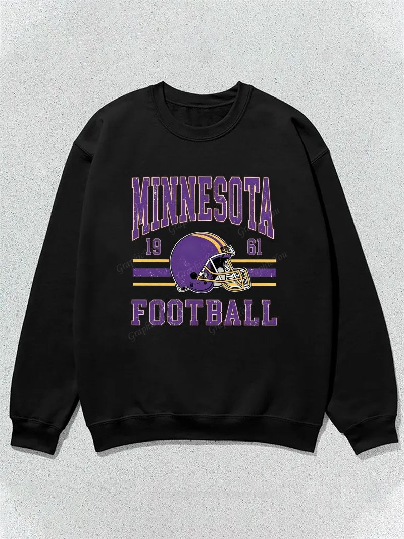 Minnesota Vikings Inspired Football Graphic Cotton Sweatshirt