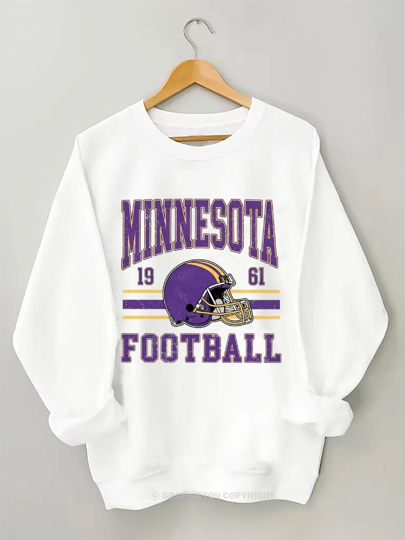 Minnesota Vikings Inspired Football Graphic Cotton Sweatshirt