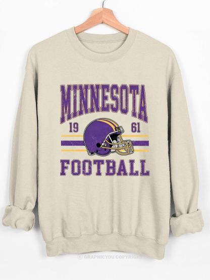 Minnesota Vikings Inspired Football Graphic Cotton Sweatshirt