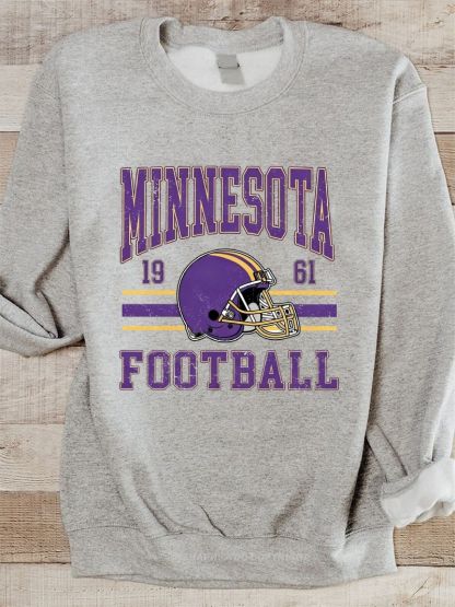 Minnesota Vikings Inspired Football Graphic Cotton Sweatshirt