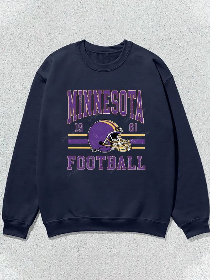 Minnesota Vikings Inspired Football Graphic Cotton Sweatshirt