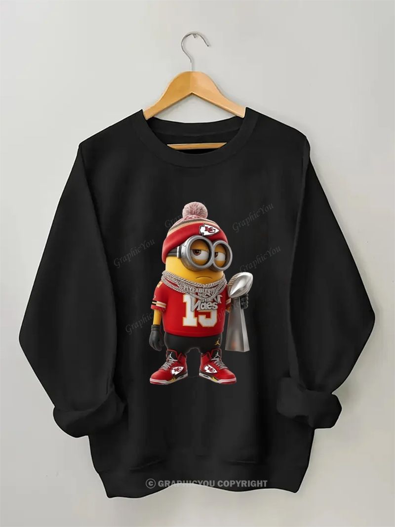 Minion Kansas City Chiefs Football Graphic Cotton Sweatshirt