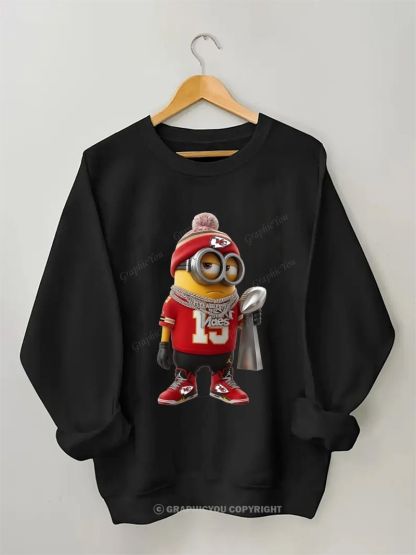 Minion Kansas City Chiefs Football Graphic Cotton Sweatshirt