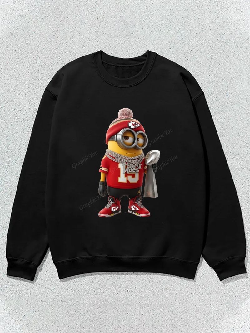Minion Kansas City Chiefs Football Graphic Cotton Sweatshirt