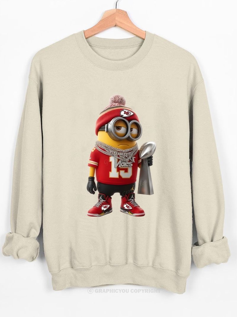 Minion Kansas City Chiefs Football Graphic Cotton Sweatshirt