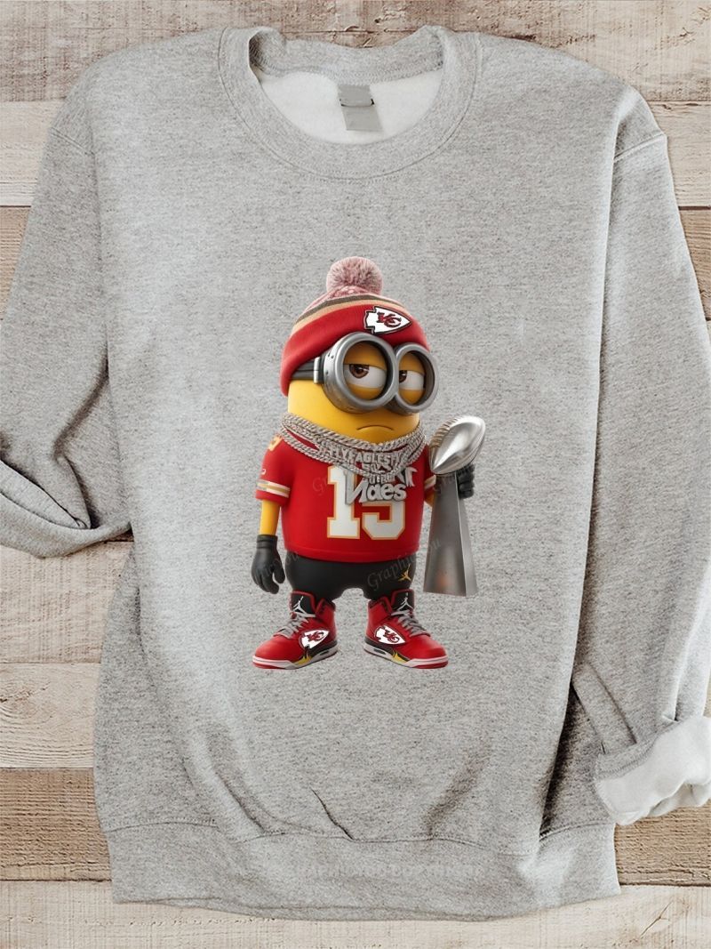 Minion Kansas City Chiefs Football Graphic Cotton Sweatshirt