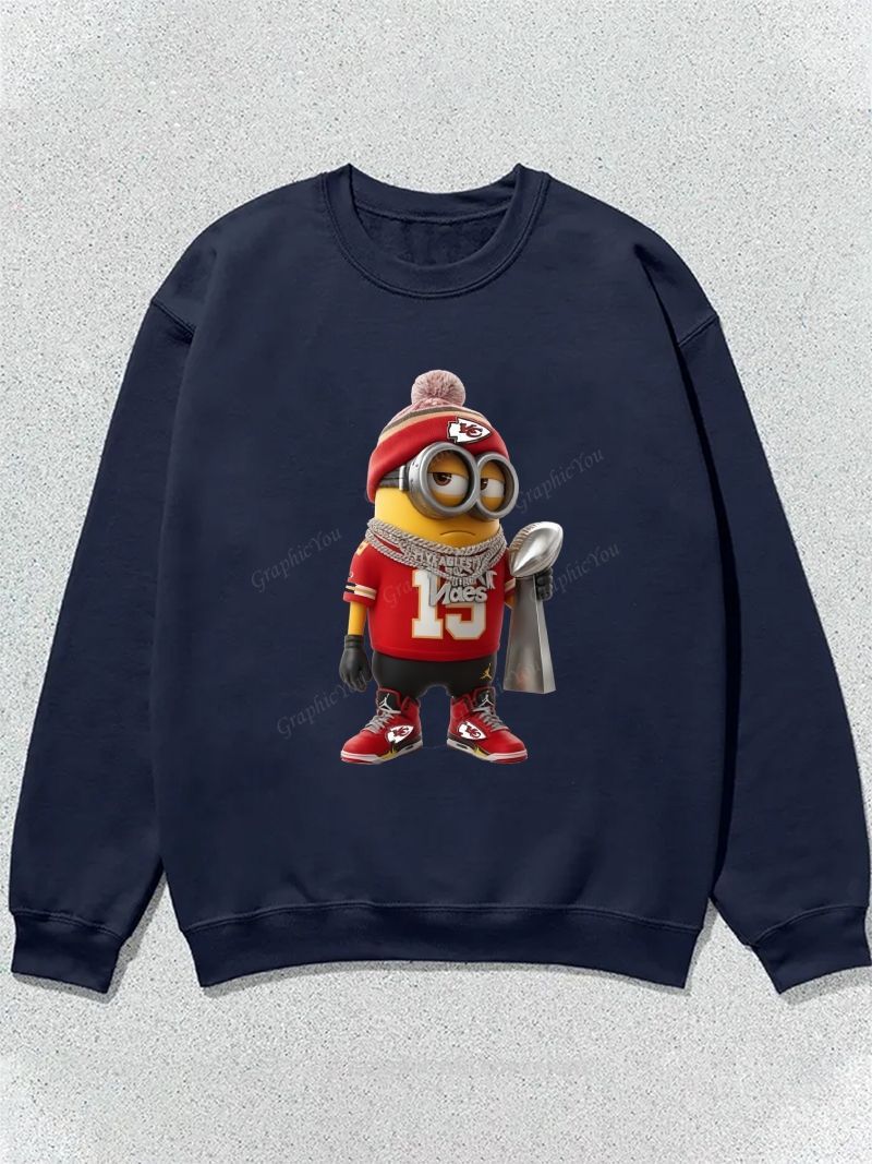 Minion Kansas City Chiefs Football Graphic Cotton Sweatshirt