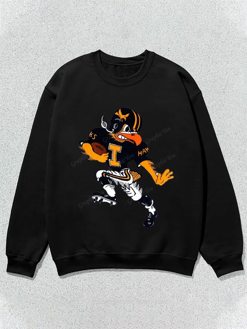 Herky the Hawk Football Graphic Cotton Sweatshirt