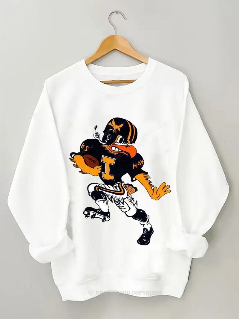 Herky the Hawk Football Graphic Cotton Sweatshirt
